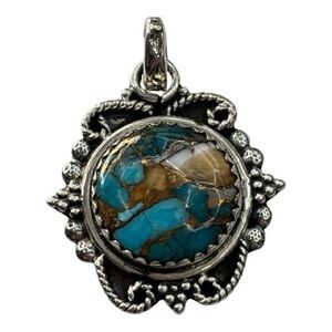 925 Sterling Silver Spiny Oyster Turquoise Colorful Gemstone Pendant